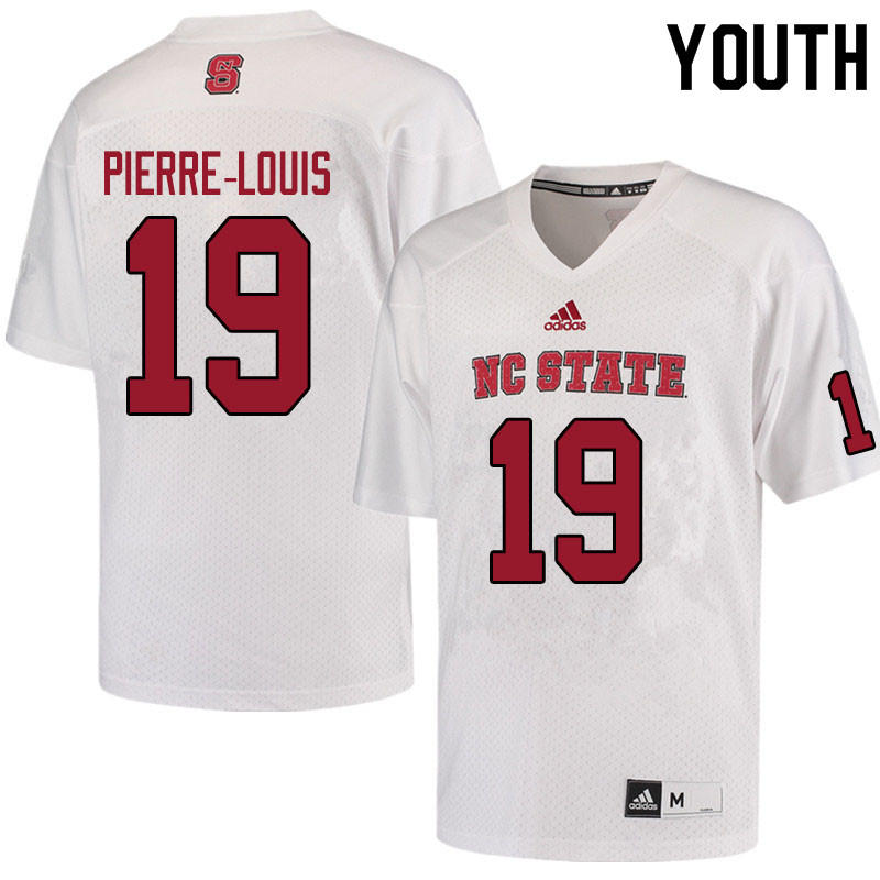 Youth #19 Joshua Pierre-Louis NC State Wolfpack College Football Jerseys Sale-White - Click Image to Close